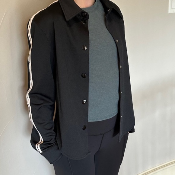 🔥HOST PICK🔥Palm Angels Classic Track Shirt Jacket Black with White Stripes🌸 - Picture 2 of 14